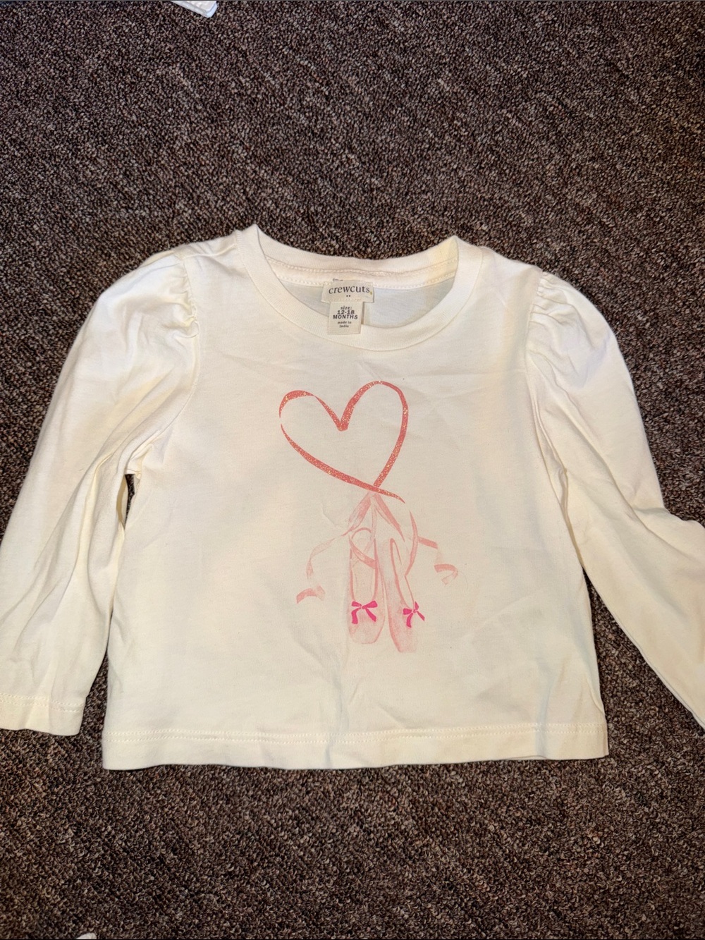 J crew baby White Long-Sleeve Ballet Tee with Pink Graphic